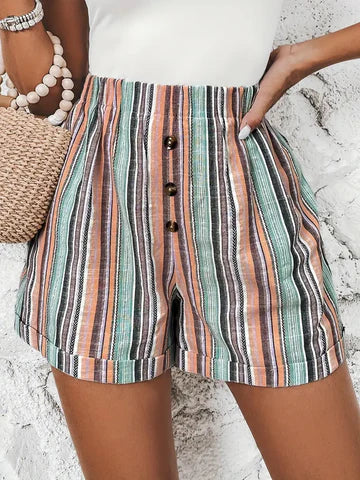 Shorts Femme Rayés Confortables