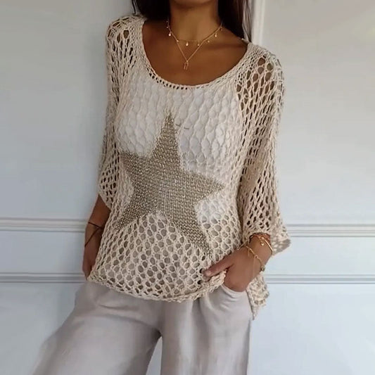 Top en tricot étoilé