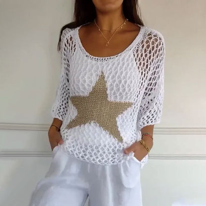 Top en tricot étoilé