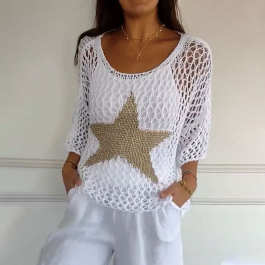 Top en tricot étoilé