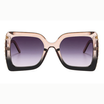 Lunettes de soleil carrées surdimensionnées avec strass