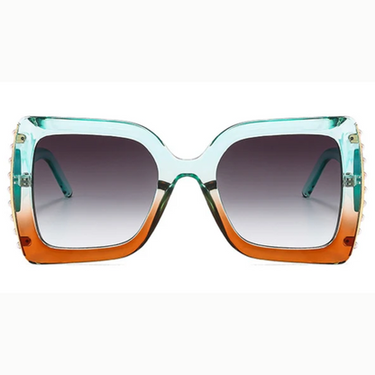 Lunettes de soleil carrées surdimensionnées avec strass