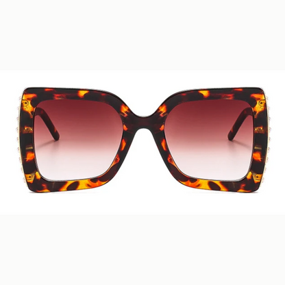 Lunettes de soleil carrées surdimensionnées avec strass