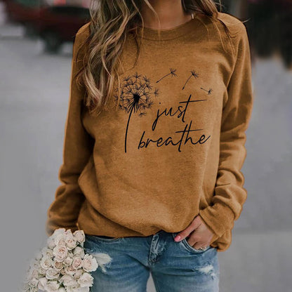 Sweat-shirt pour les femmes avec un motif "juste respirer" - confortable et inspirant pour la vie quotidienne