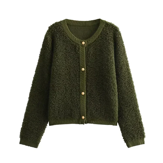 Teddycardigan pour les femmes avec Button Post - Cardigan confortable pour un usage quotidien
