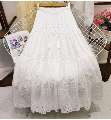 Variant image for Jupe Longue Femme Élégante Taille Haute 75 cm Ajustement Décontracté Tissu Mixte-2