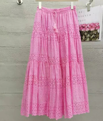 Variant image for Jupe Longue Femme Élégante Taille Haute 75 cm Ajustement Décontracté Tissu Mixte-1