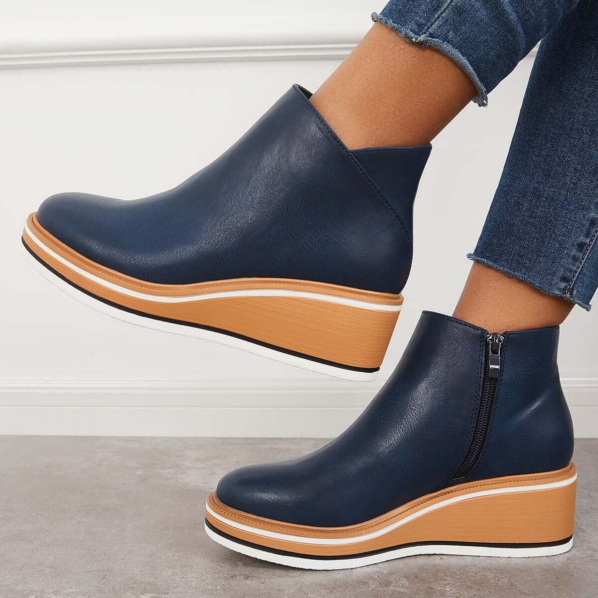 Bottes Noires Femme À Plateforme Tendance Confortables Semelle Antidérapante 3 cm