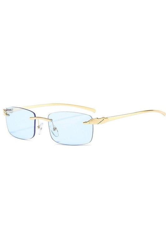 Lunettes de soleil vintage sans monture à verres transparents