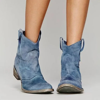 Bottes Cowboy Vintage Femme Élégantes en Cuir Noir Taille 36 à 43